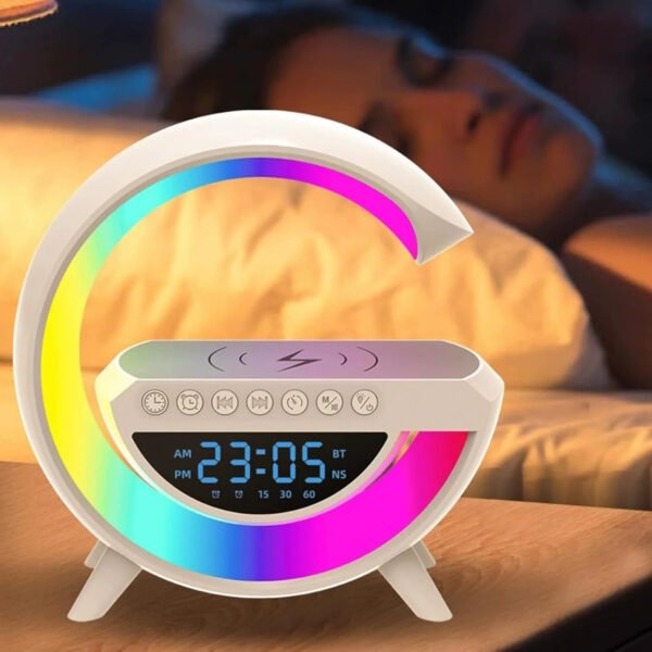 All-in-One G Speaker Lamp – RGB Bluetooth Speaker with Wireless Charging & Smart Controls