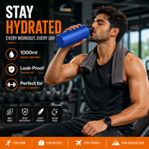 Stainless Steel Water Bottle - Leak-Proof, Rust-Free Design | Lightweight & Easy-Carry for Travel, Hiking, Work | Silver & Color Options