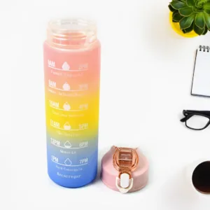 900ML Motivational Water Bottle with Straw - Colorful BPA-Free Plastic, Reusable for Gym, School & Office Hydration