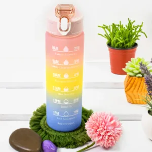 900ML Motivational Water Bottle with Straw - Colorful BPA-Free Plastic, Reusable for Gym, School & Office Hydration