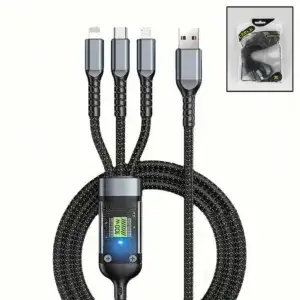 3-in-1 100W USB-C Fast Charging Cable for iPhone, Android