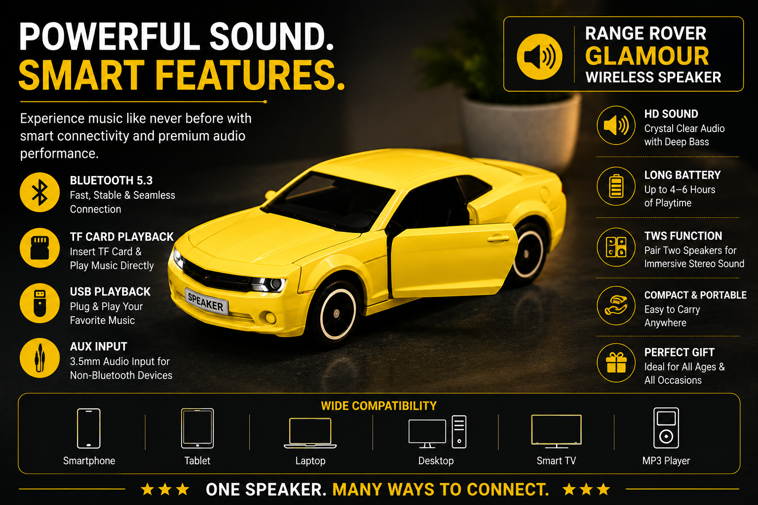 Range Rover Glamour Speaker – HD Bass & Luxury Sound