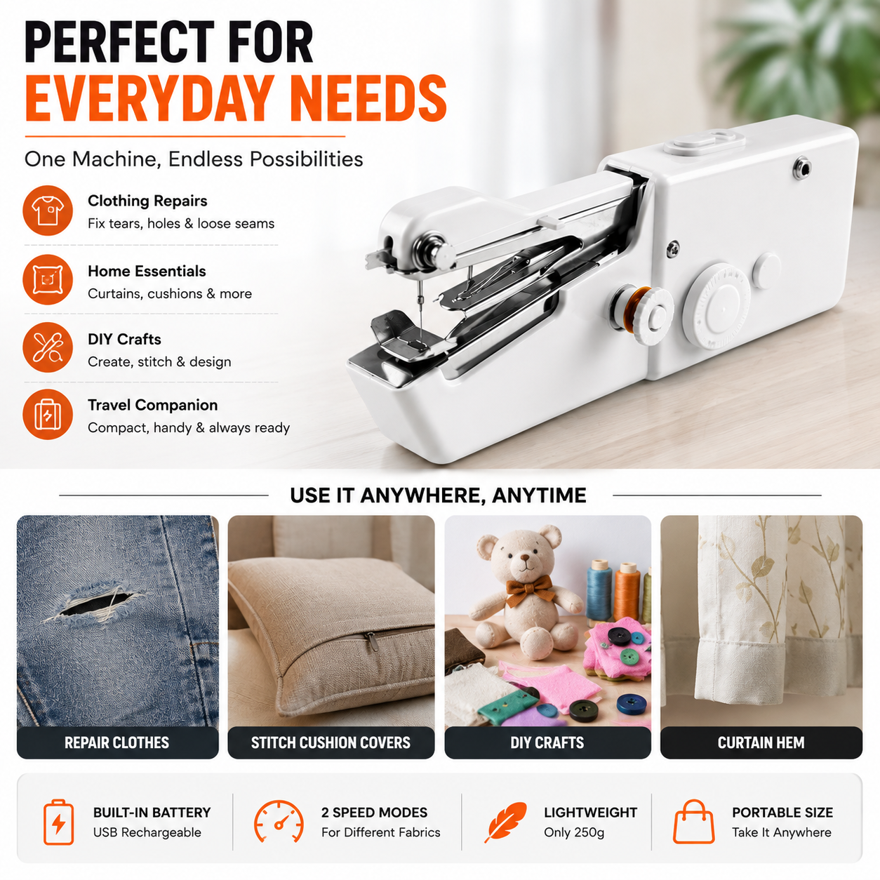 Handheld Electric Sewing Machine - Cordless for Beginners