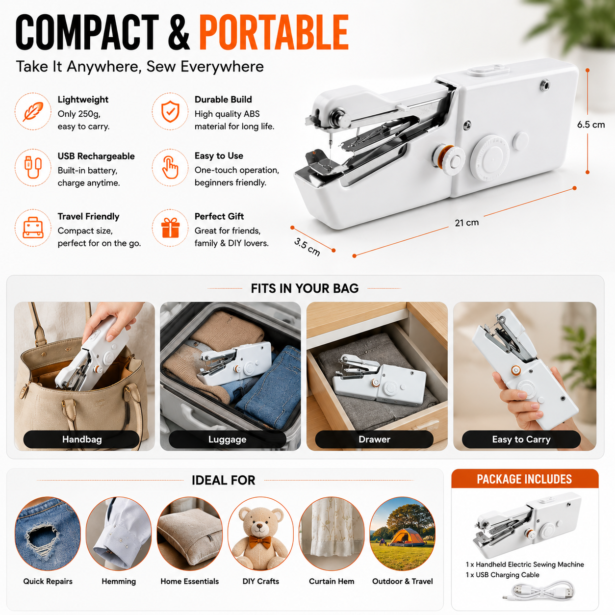 Handheld Electric Sewing Machine - Cordless for Beginners
