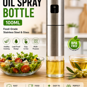Oil Spray Bottle 100ml - Food-Grade Stainless Steel & Glass