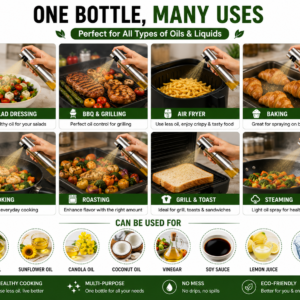 Oil Spray Bottle 100ml - Food-Grade Stainless Steel & Glass