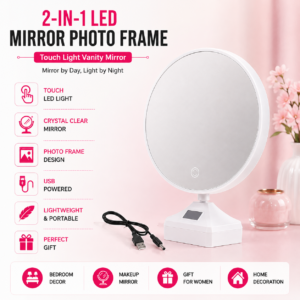 2-in-1 LED Mirror Photo Frame | Touch Light Vanity Mirror