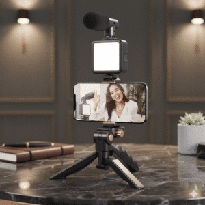 Vlogging Kit: Mic, LED Light, Tripod & Phone Holder