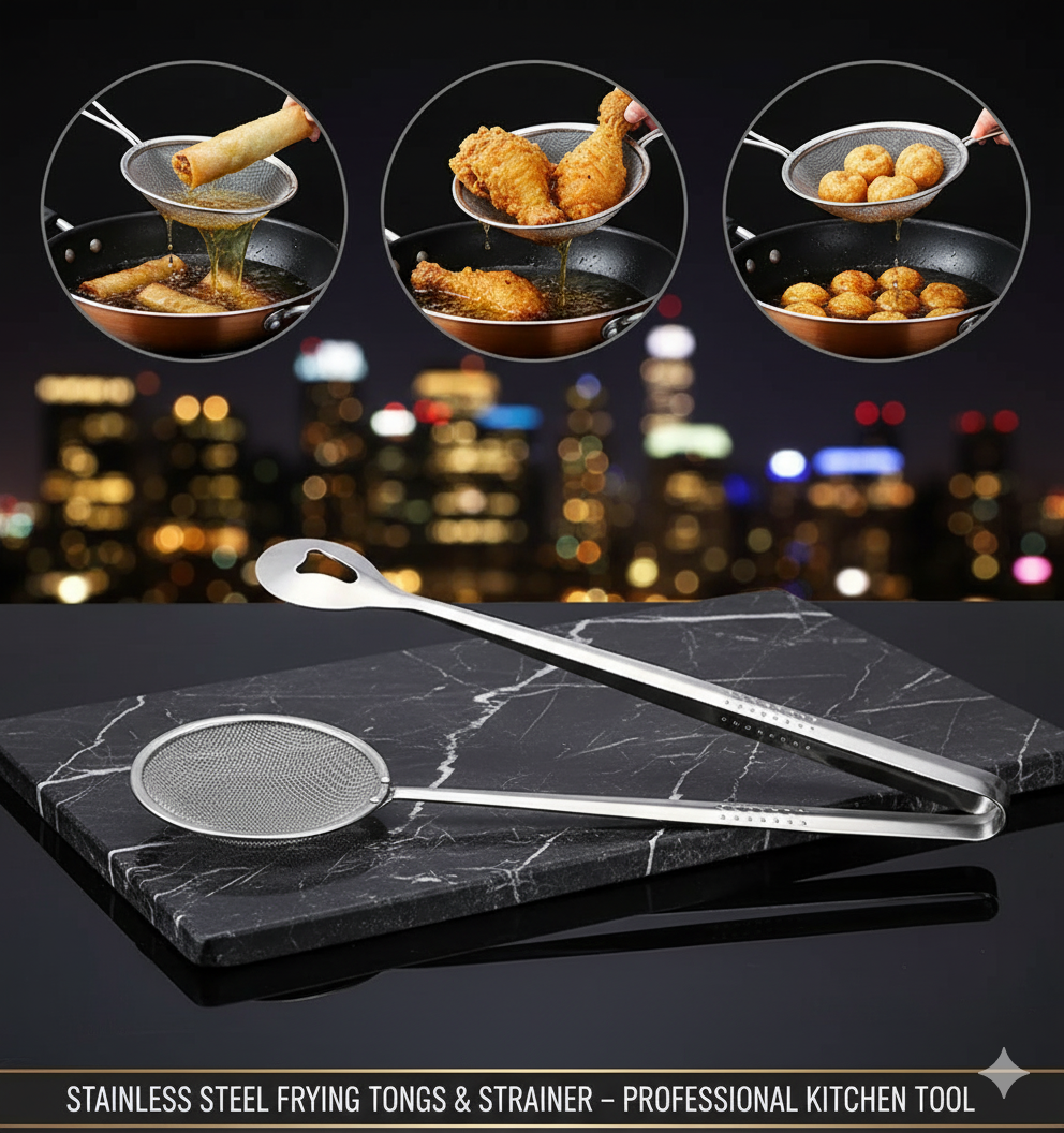 2-in-1 Filter Spoon & Food Clip for Frying Oil & Cooking