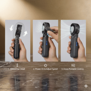 Rechargeable Portable USB Mini Fan with Adjustable Speed – Matte Black