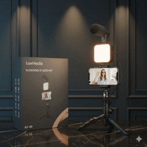 Vlogging Kit: Mic, LED Light, Tripod & Phone Holder