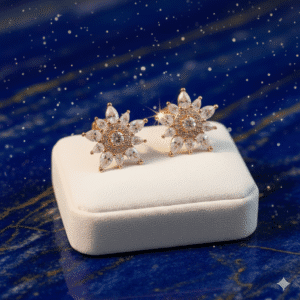 Floral AD Stud Earrings for Women | Diamond Look