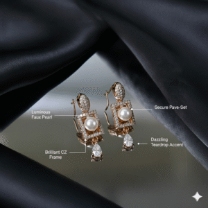 Classic Pearl and Sparkling Cubic Zirconia Dangle Earrings