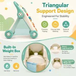 Baby Walker with Music & Anti-Slip Wheels – Purple