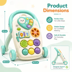 Baby Walker with Music & Anti-Slip Wheels – Purple