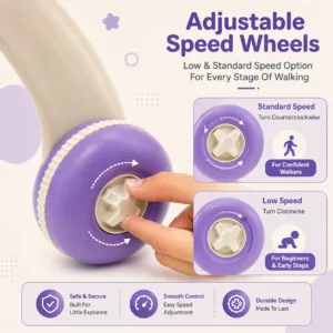 Baby Walker with Music & Anti-Slip Wheels – Purple
