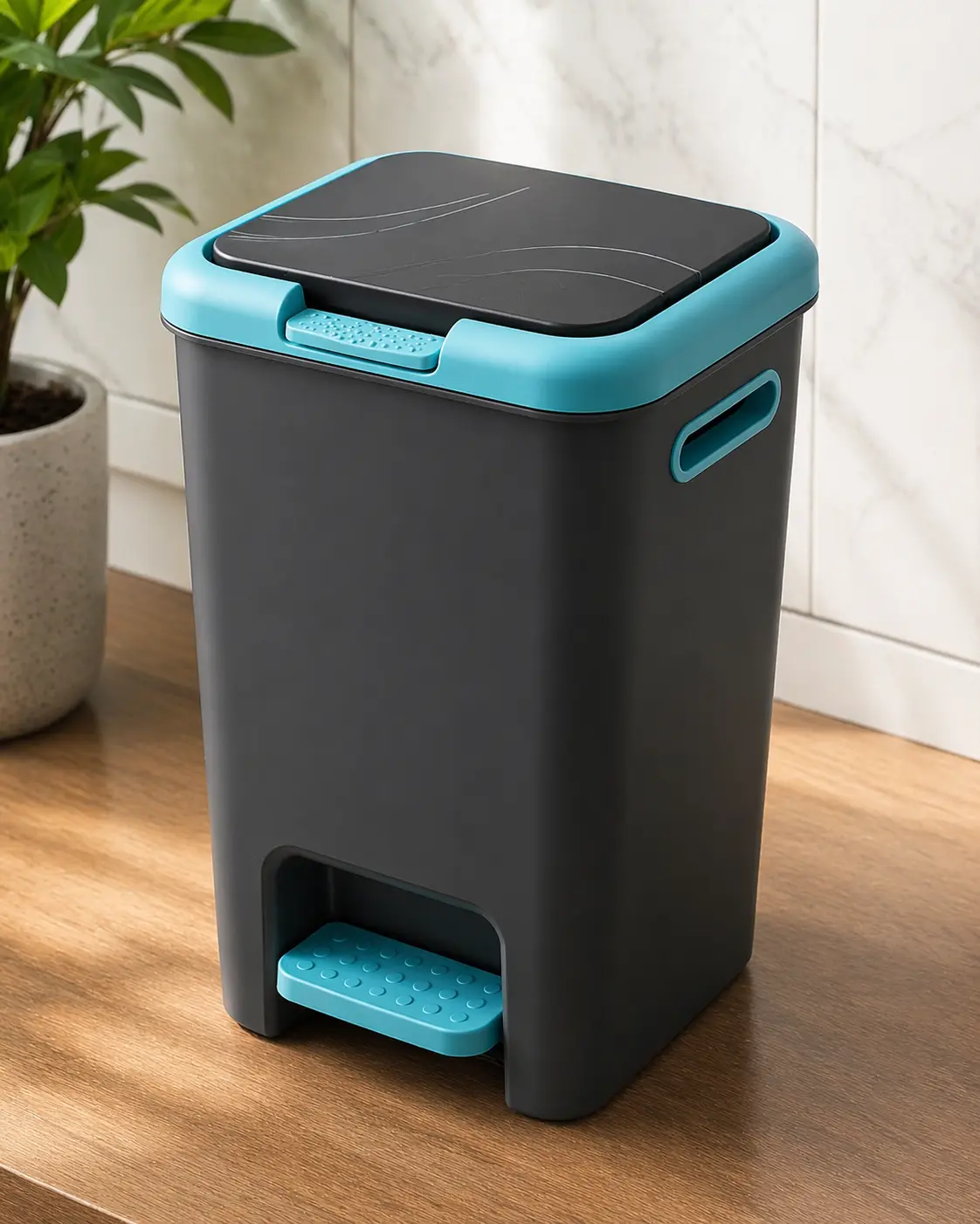 Plastic Pedal Dust Bin 6.5L – Push Lid Waste Bin
