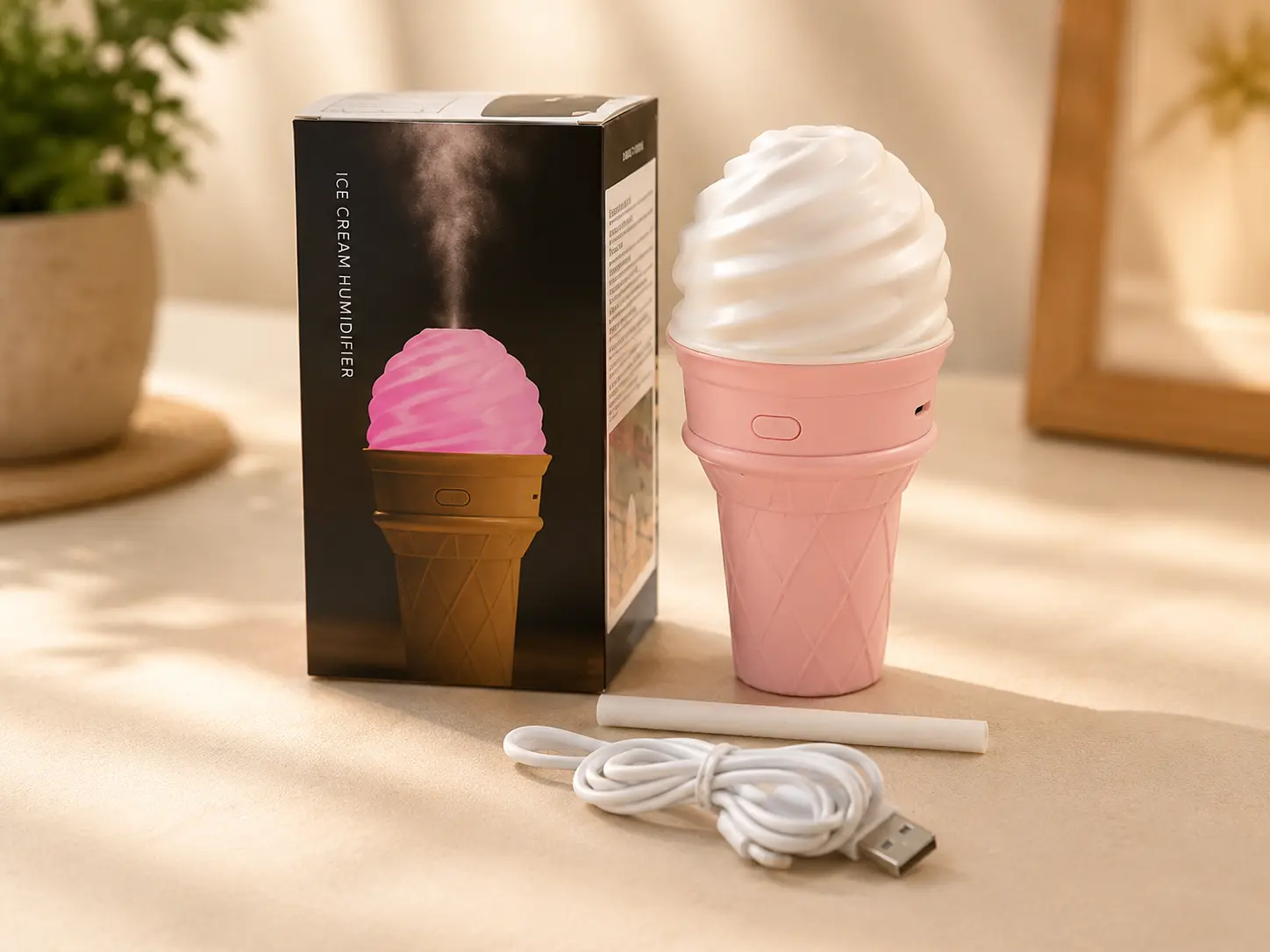 Ice Cream Design LED Air Humidifier for Home & Office