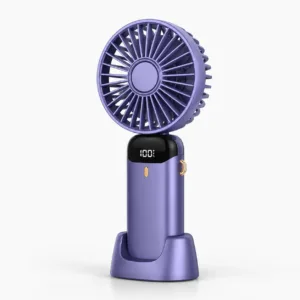 Portable Rechargeable Neck Fan with LED Display & Desk Stand