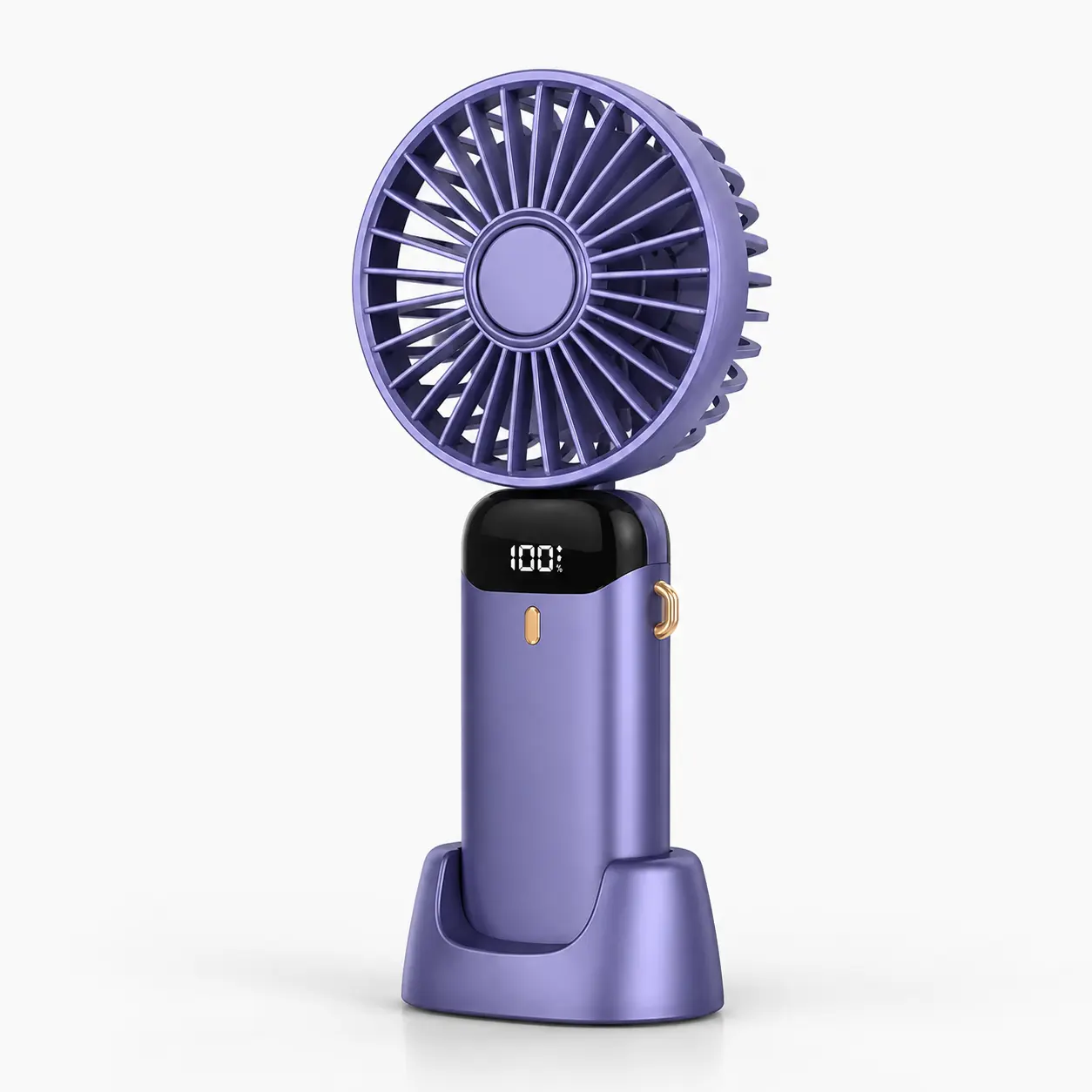 Portable Rechargeable Neck Fan with LED Display & Desk Stand