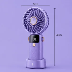 Portable Rechargeable Neck Fan with LED Display & Desk Stand