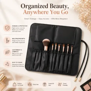 Foldable Makeup Brush Organizer Travel Bag