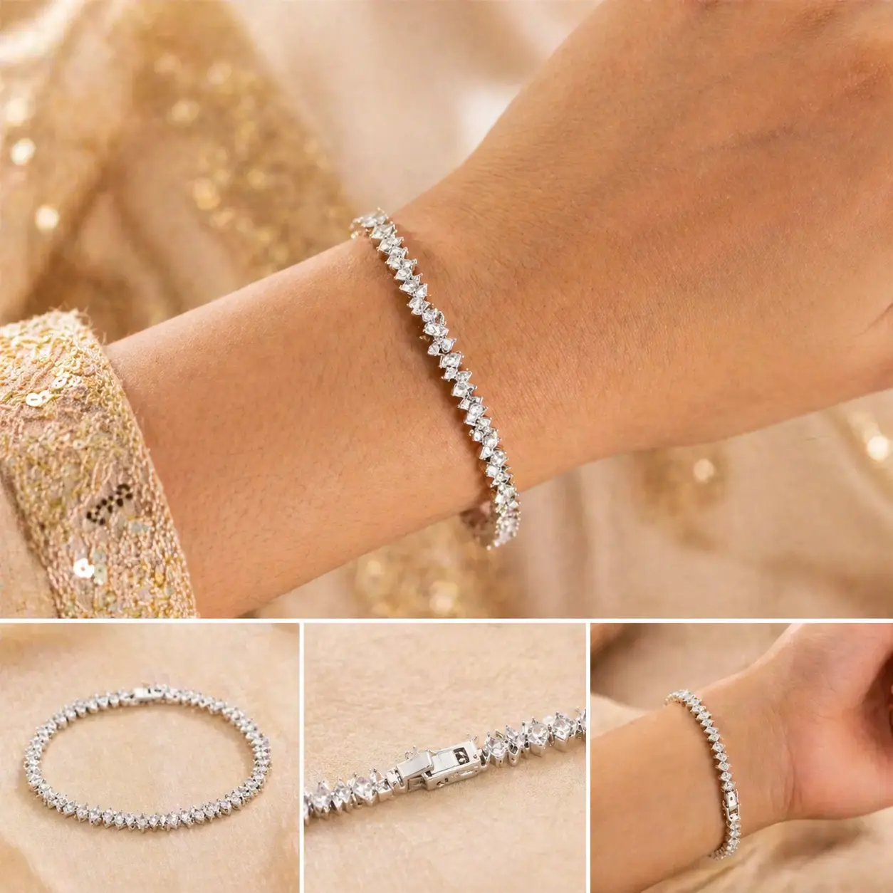 Silver Plated AD Stone Bracelet for Women & Girls