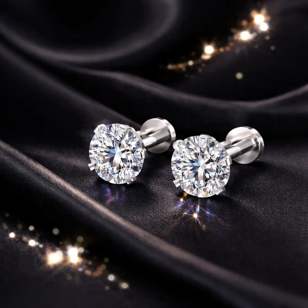 Silver Plated Stud Earrings Combo (2 Pairs) for Women & Girls
