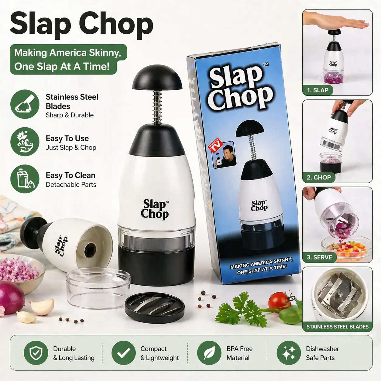 Hand Press Vegetable & Fruit Chopper – Manual Kitchen Cutter