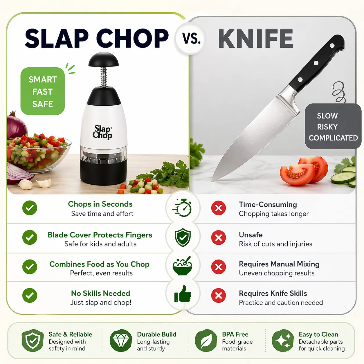 Hand Press Vegetable & Fruit Chopper – Manual Kitchen Cutter