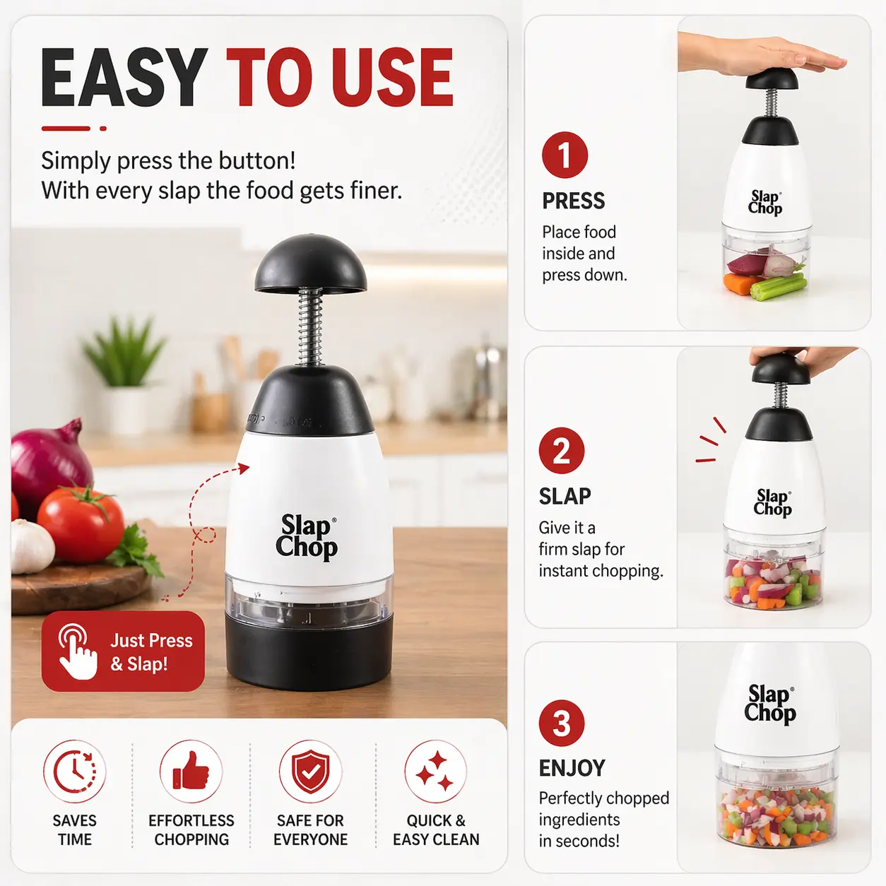 Hand Press Vegetable & Fruit Chopper – Manual Kitchen Cutter