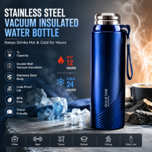 Stainless Steel Water Bottle 1L – Vacuum Insulated Hot & Cold