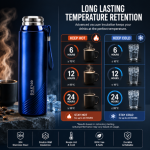 Stainless Steel Water Bottle 1L – Vacuum Insulated Hot & Cold