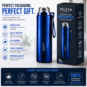 Stainless Steel Water Bottle 1L – Vacuum Insulated Hot & Cold