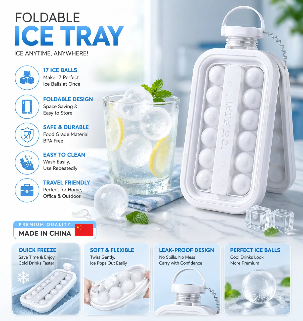 2-in-1 Ice Tray with Lid & Ice Ball Maker – Easy Release
