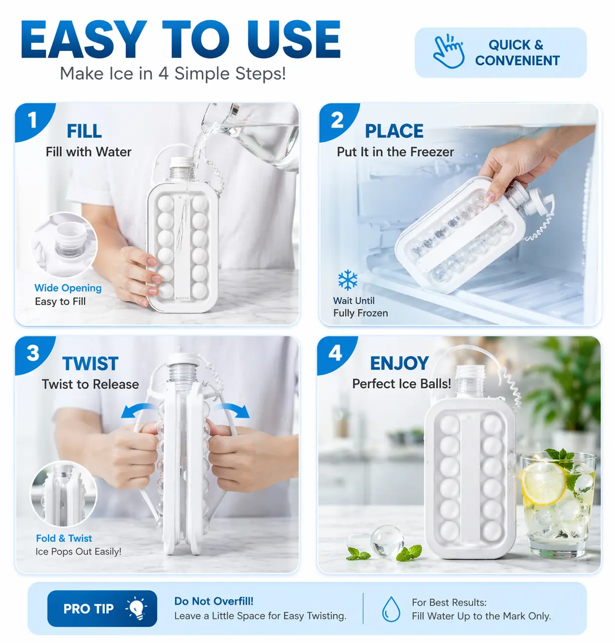 2-in-1 Ice Tray with Lid & Ice Ball Maker – Easy Release