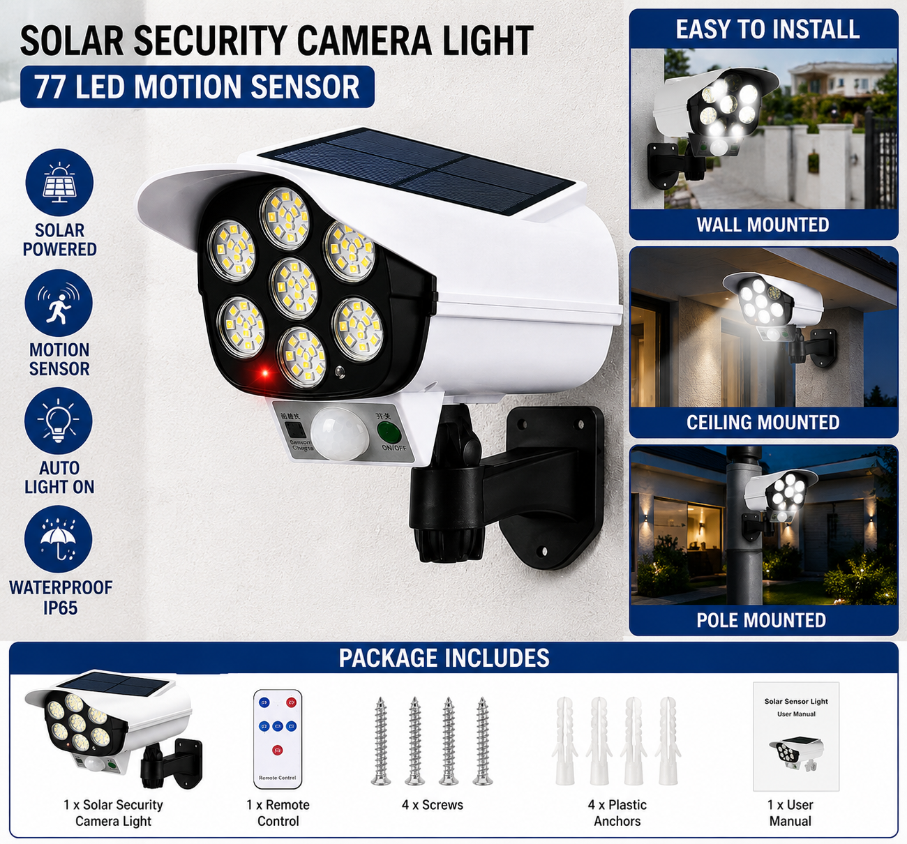 Solar Security Camera Light 77 LED | YSStore