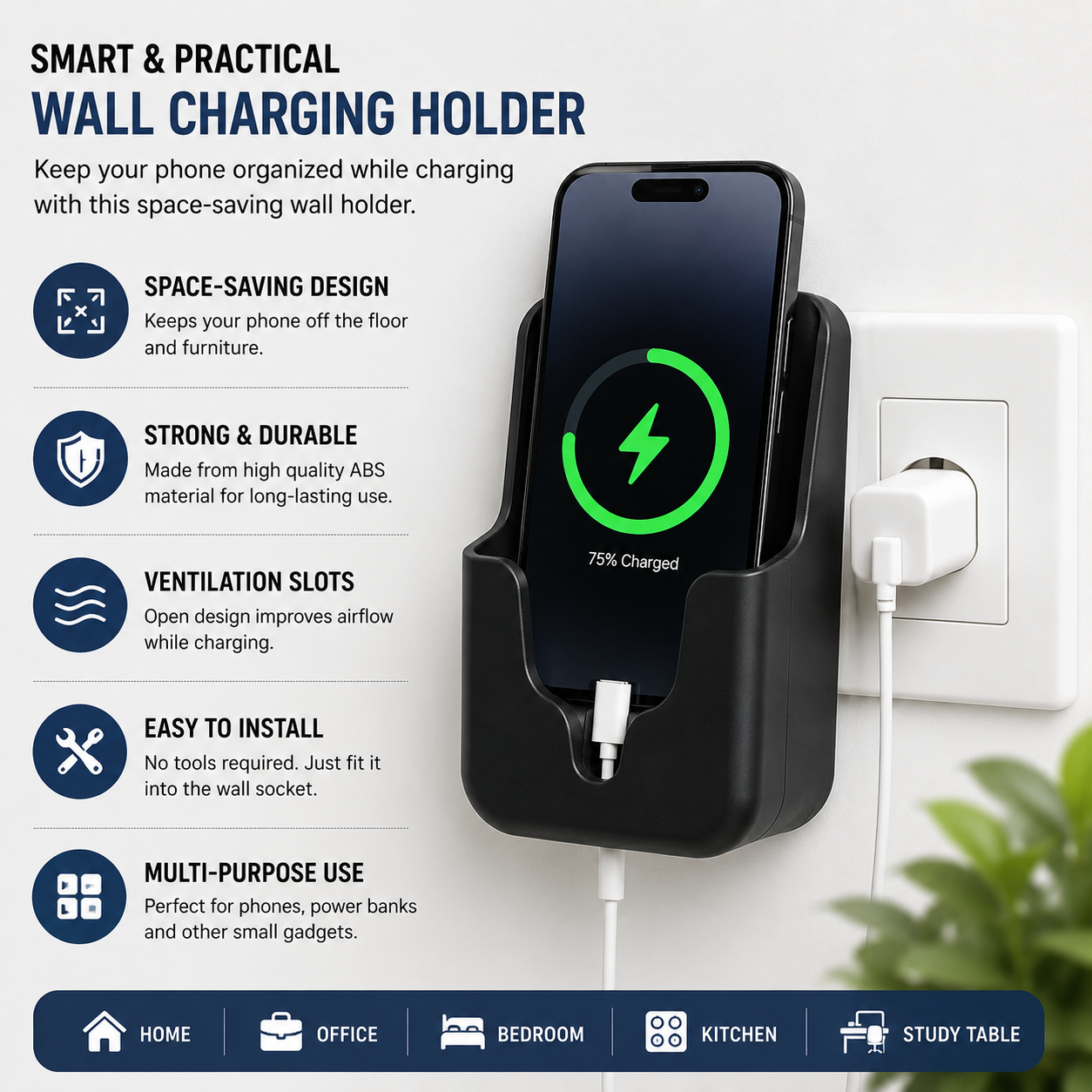 Multi-Purpose Wall Mobile Charging Holder | YSStore