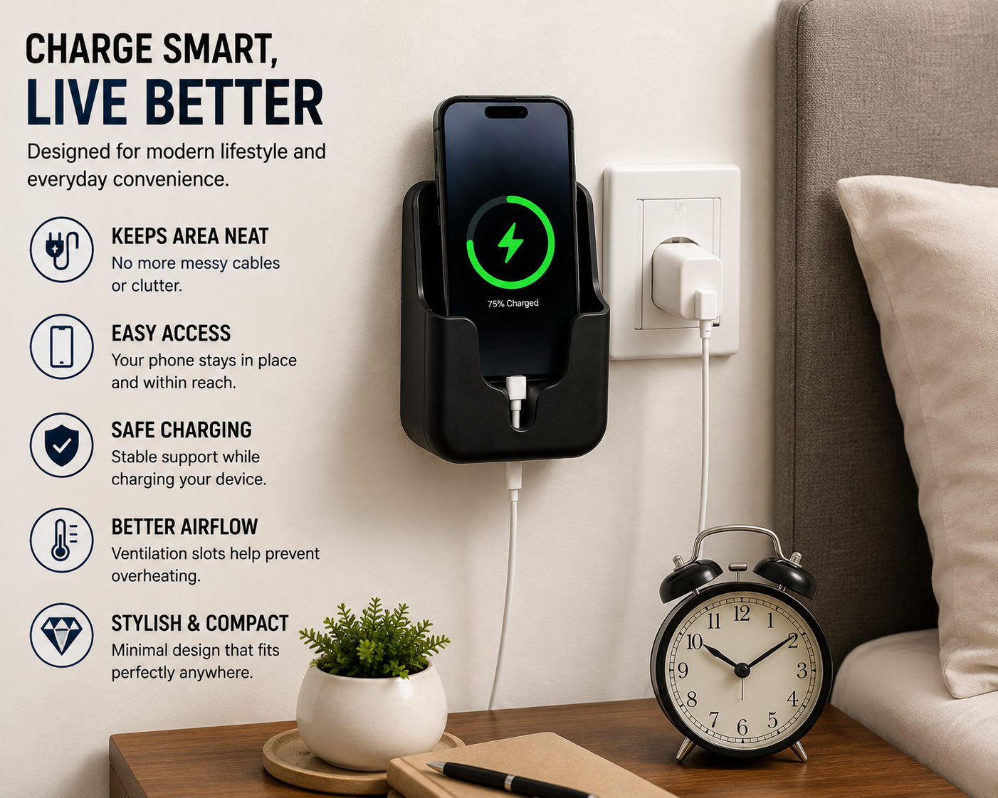 Multi-Purpose Wall Mobile Charging Holder | YSStore