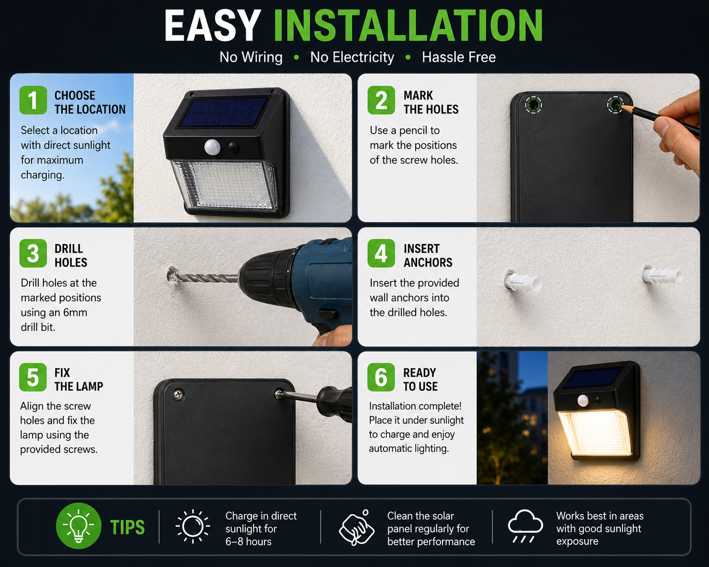 Solar Wall Lamp with Motion Sensor | Outdoor Solar LED Light