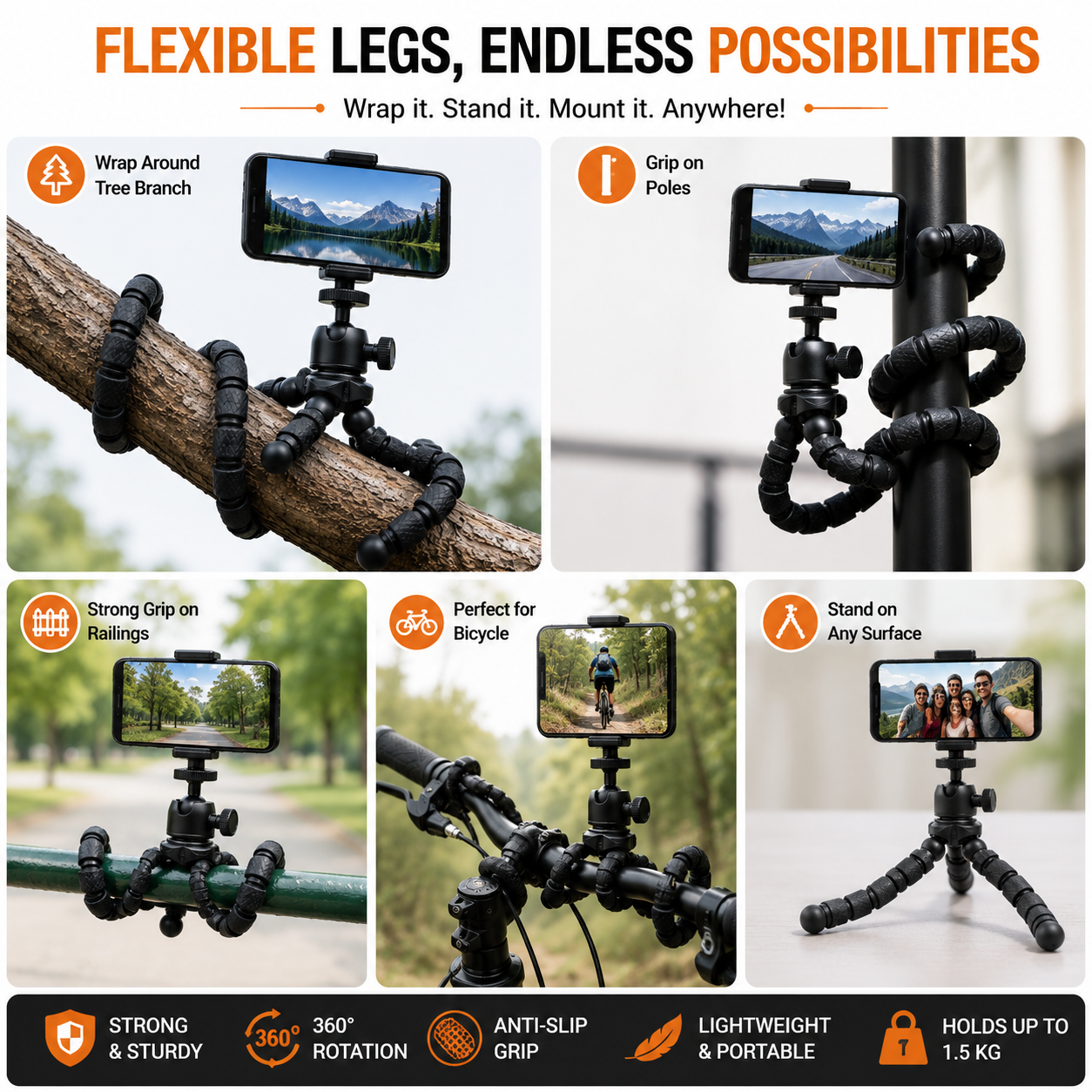 Flexible Gorilla Tripod 6 Inch | Mobile Camera Stand