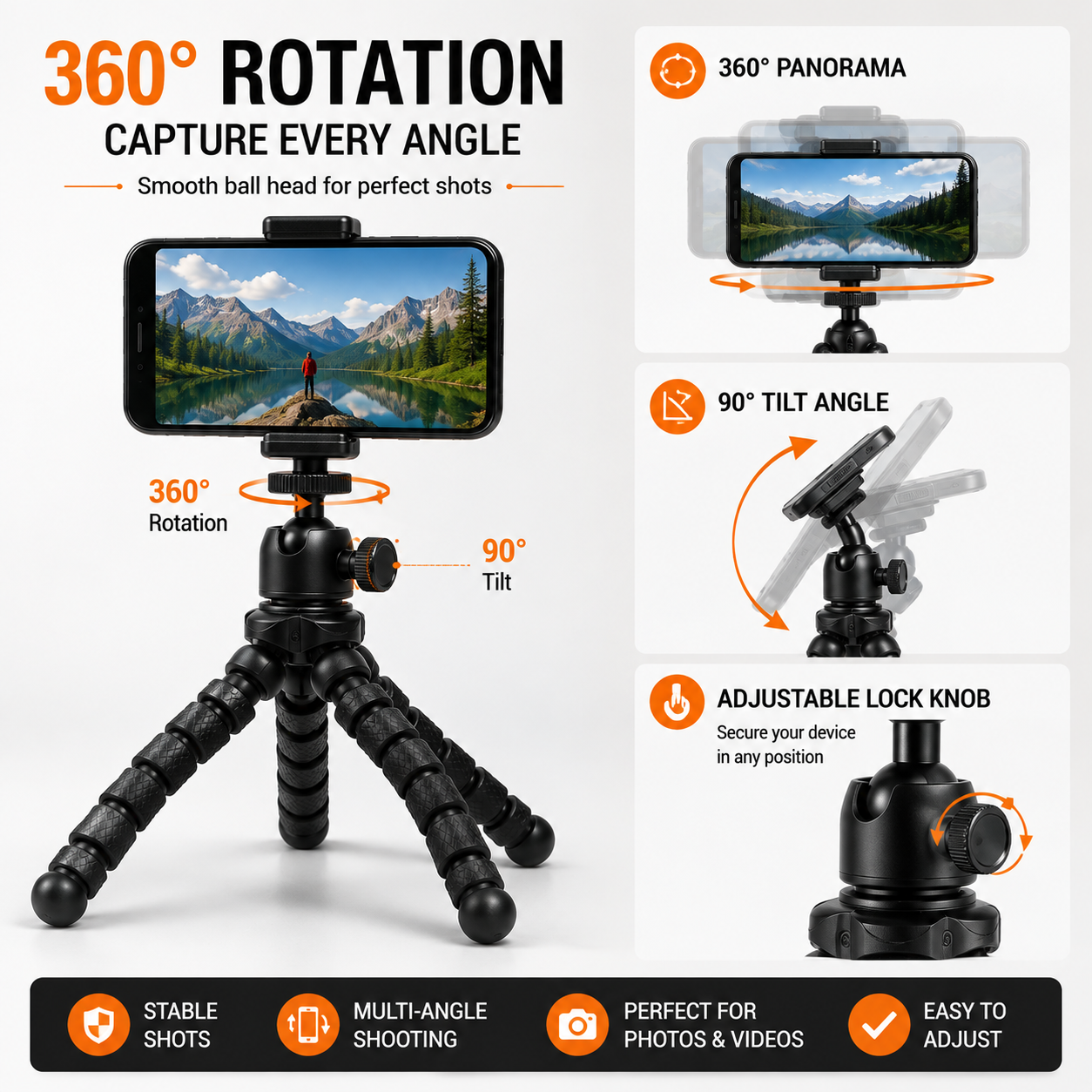 Flexible Gorilla Tripod 6 Inch | Mobile Camera Stand